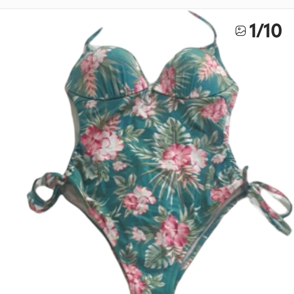 Shade and shore green floral one piece bathing suit size 34C - Picture 11 of 11